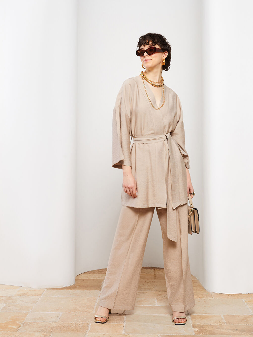 Kadın Şal Yaka Düz Kimono-3