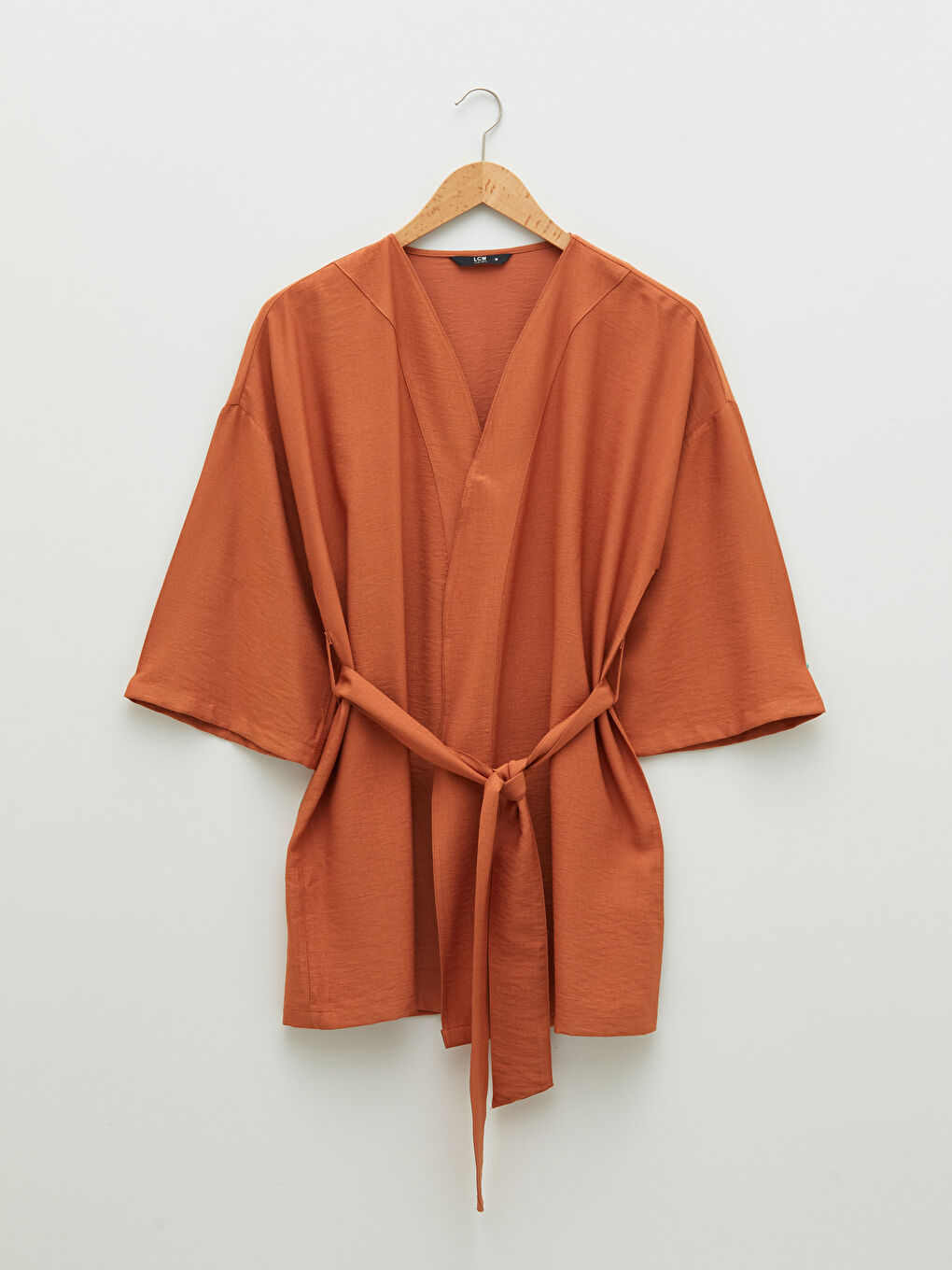 كيمونو بياقة شال سادة - للسيدات-5