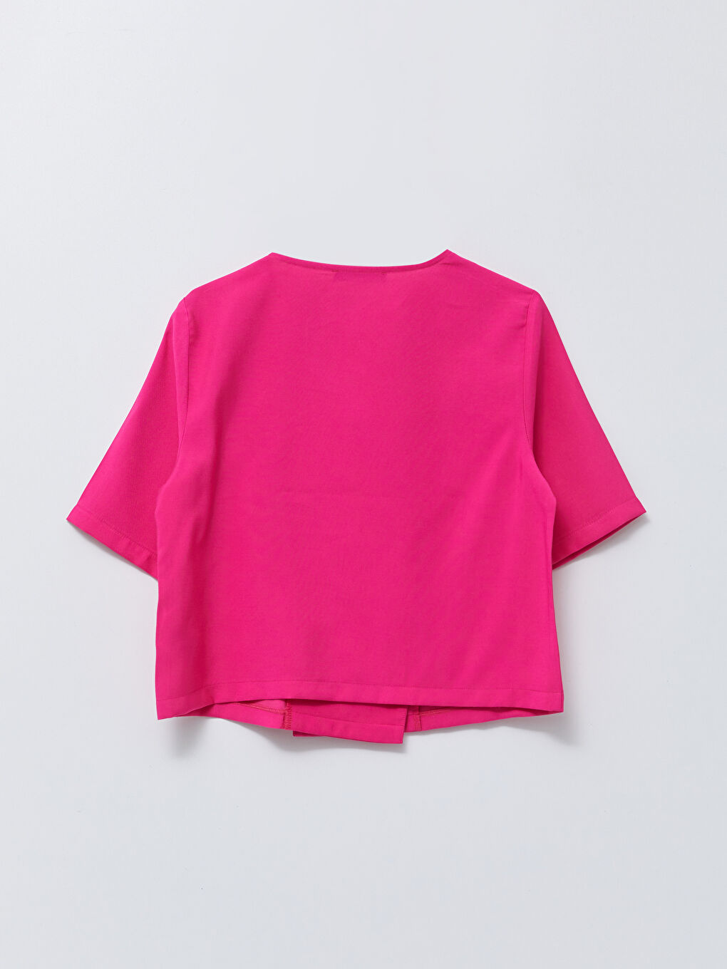 V-Neck Plain Short Sleeve Crop Women's Blouse-6
