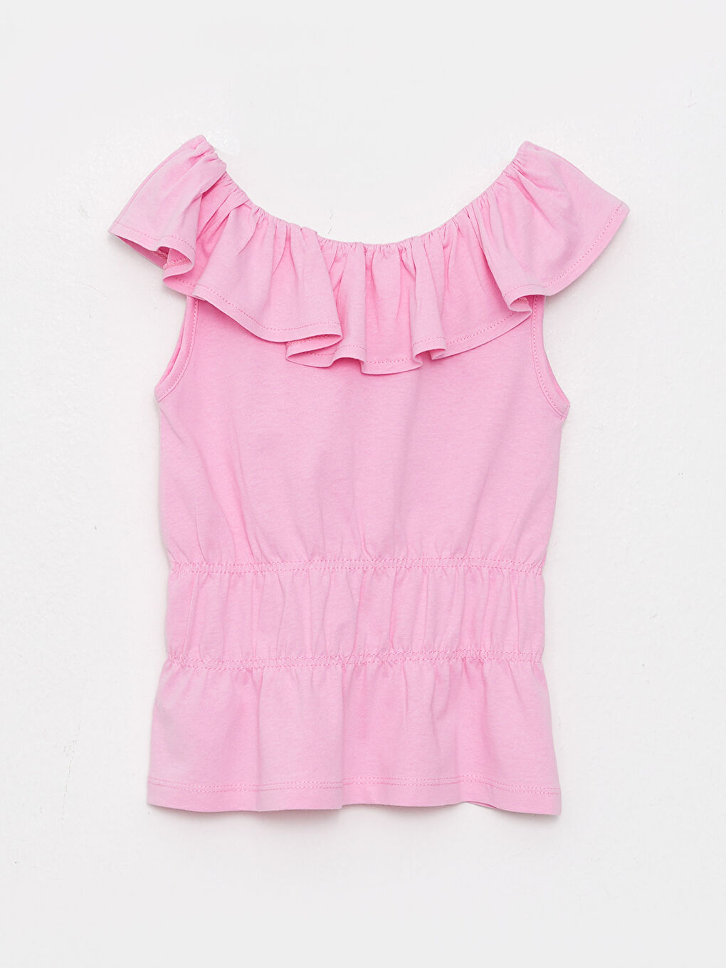 Pembe Bisiklet Yaka Basic Kısa Kollu Kız Çocuk Tişört-1