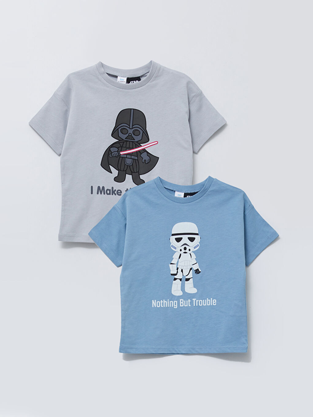 Tricou Bebeluși Băieți Guler Rotund Mânecă Scurtă Star Wars Imprimat 2 Bucăți