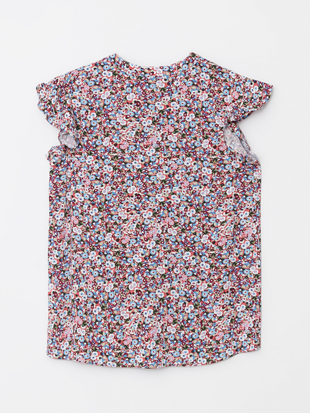 Tie Collar Patterned Short Sleeve Viscose Women's Blouse-6