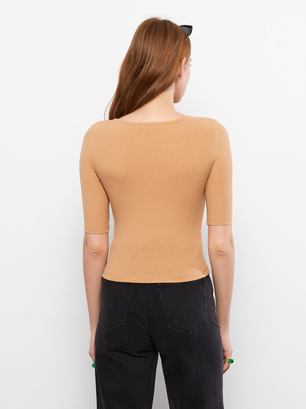 Women's V-Neck Straight Short Sleeve T-Shirt-3