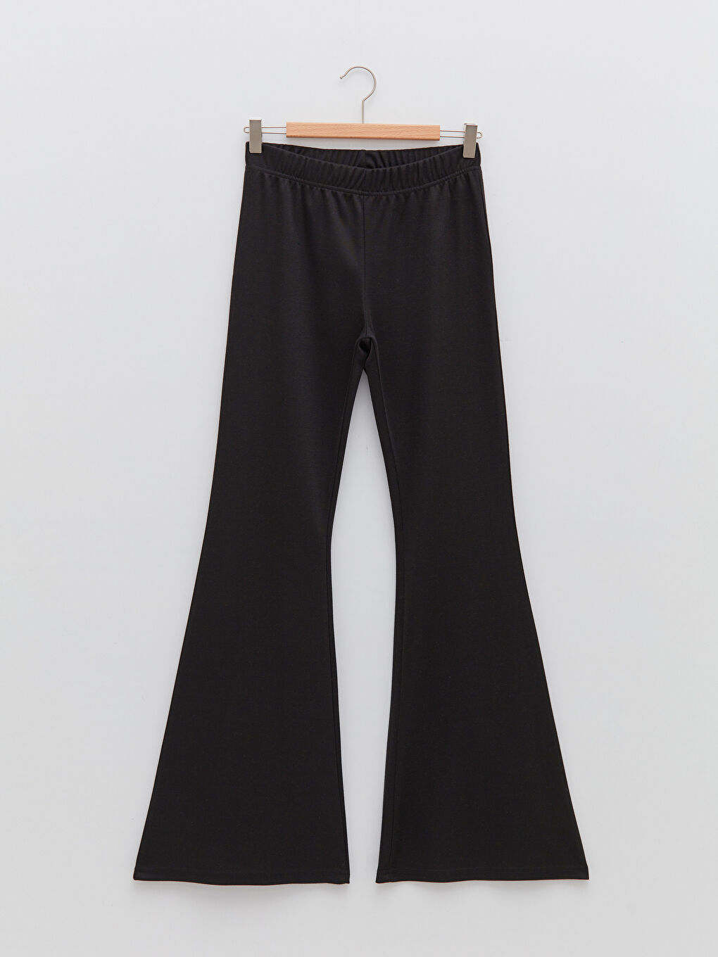 Siyah Beli Lastikli Düz İspanyol Paça Kadın Eşofman Altı-5