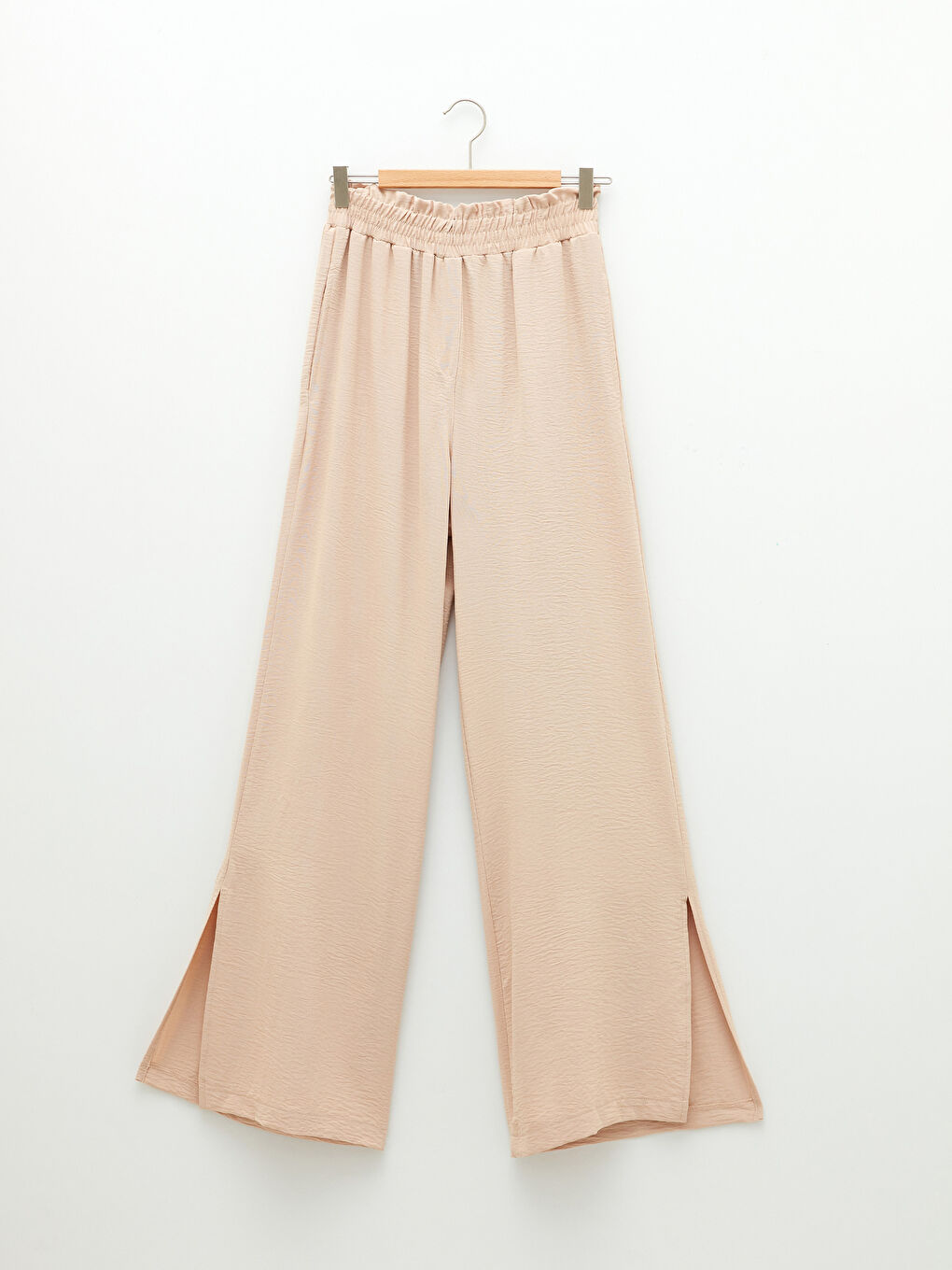 Pantaloni pentru Femei cu Talie Elastică, Croială Dreaptă cu Detaliu Fantă-5