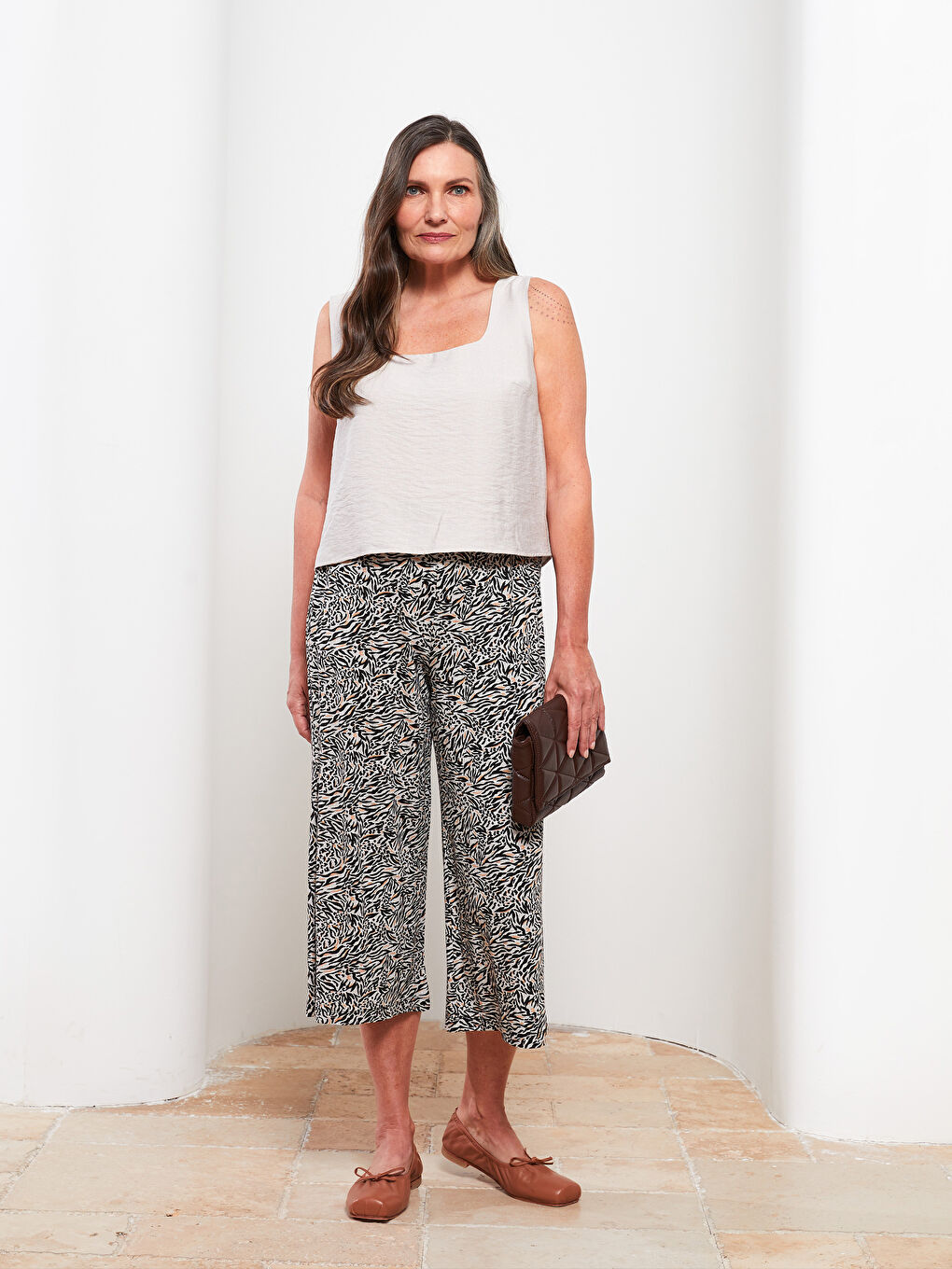 Standard Fit Patterned Women's Capri -S2I046Z8-LQB