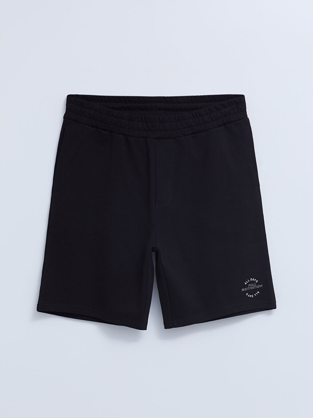 Siyah Standart Kalıp Baskılı Erkek Spor Şort-5