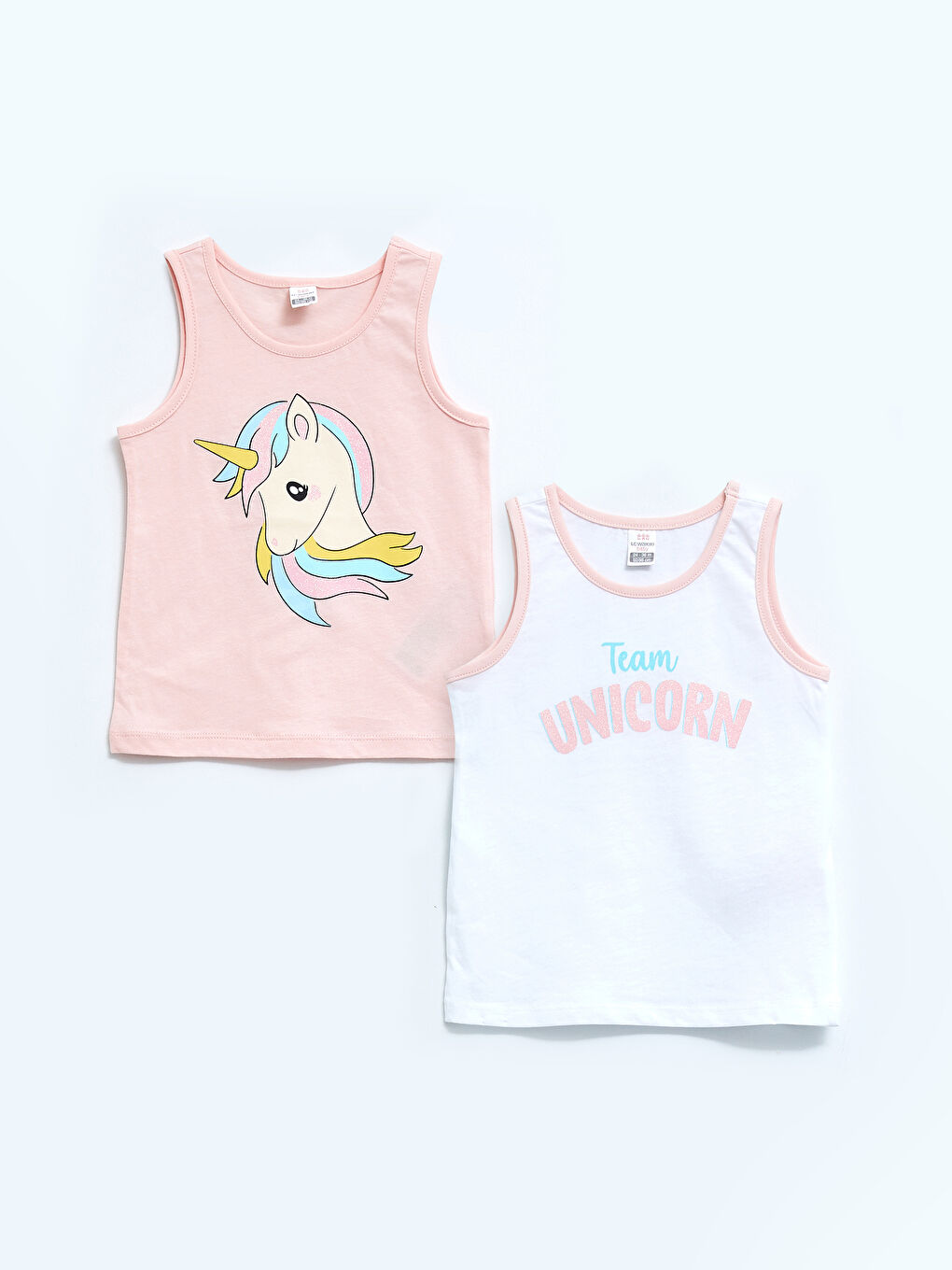 ياقة دائرية قطن مطبوع قميص داخلي بدون أكمام بنات رضع - مجموعتين