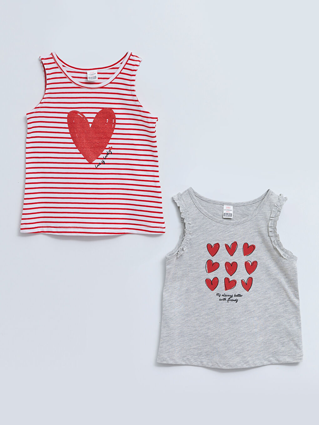 Kırmızı Bisiklet Yaka Baskılı Kız Bebek Atlet 2'li