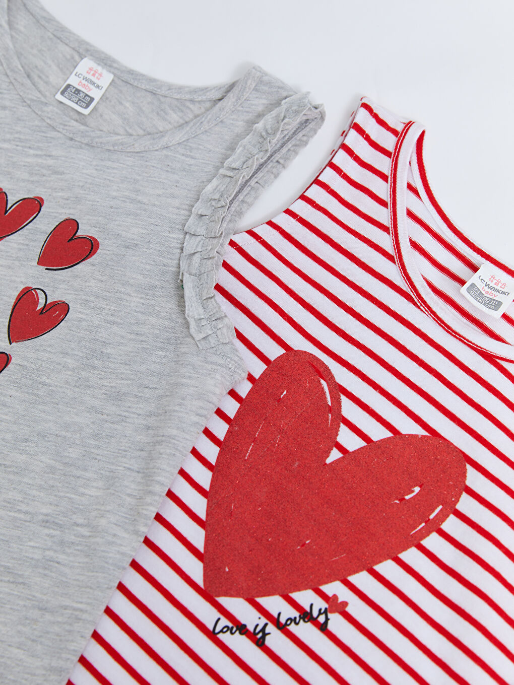 Kırmızı Bisiklet Yaka Baskılı Kız Bebek Atlet 2'li-2