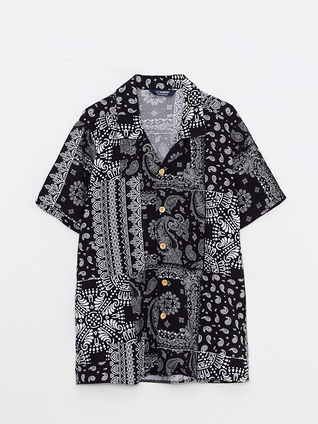 Patterned Short Sleeve Viscose Boy Shirt -S2I070Z4-LQJ