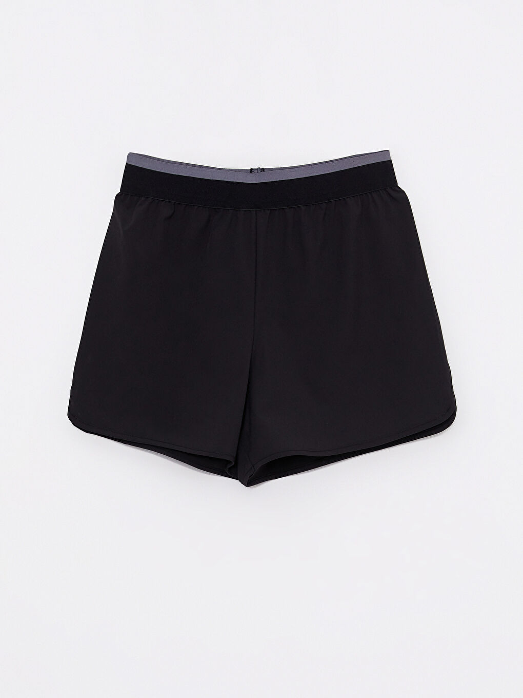 Siyah Kadın Beli Lastikli Düz Spor Şort-5
