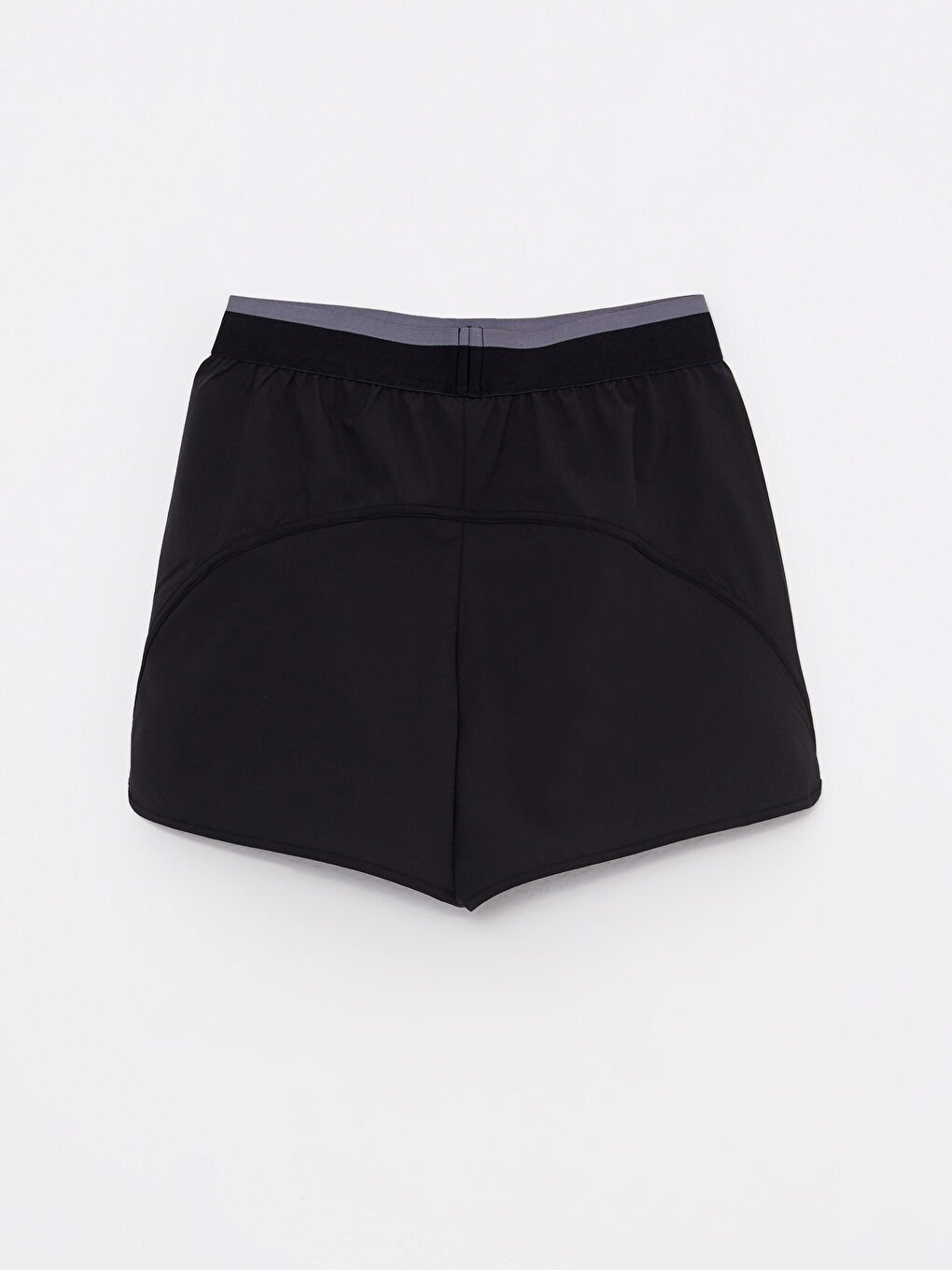 Siyah Kadın Beli Lastikli Düz Spor Şort-6