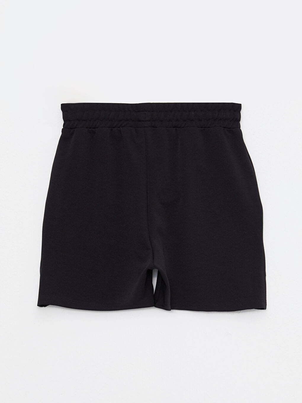 Siyah Kadın Beli Lastikli Düz Spor Şort-6