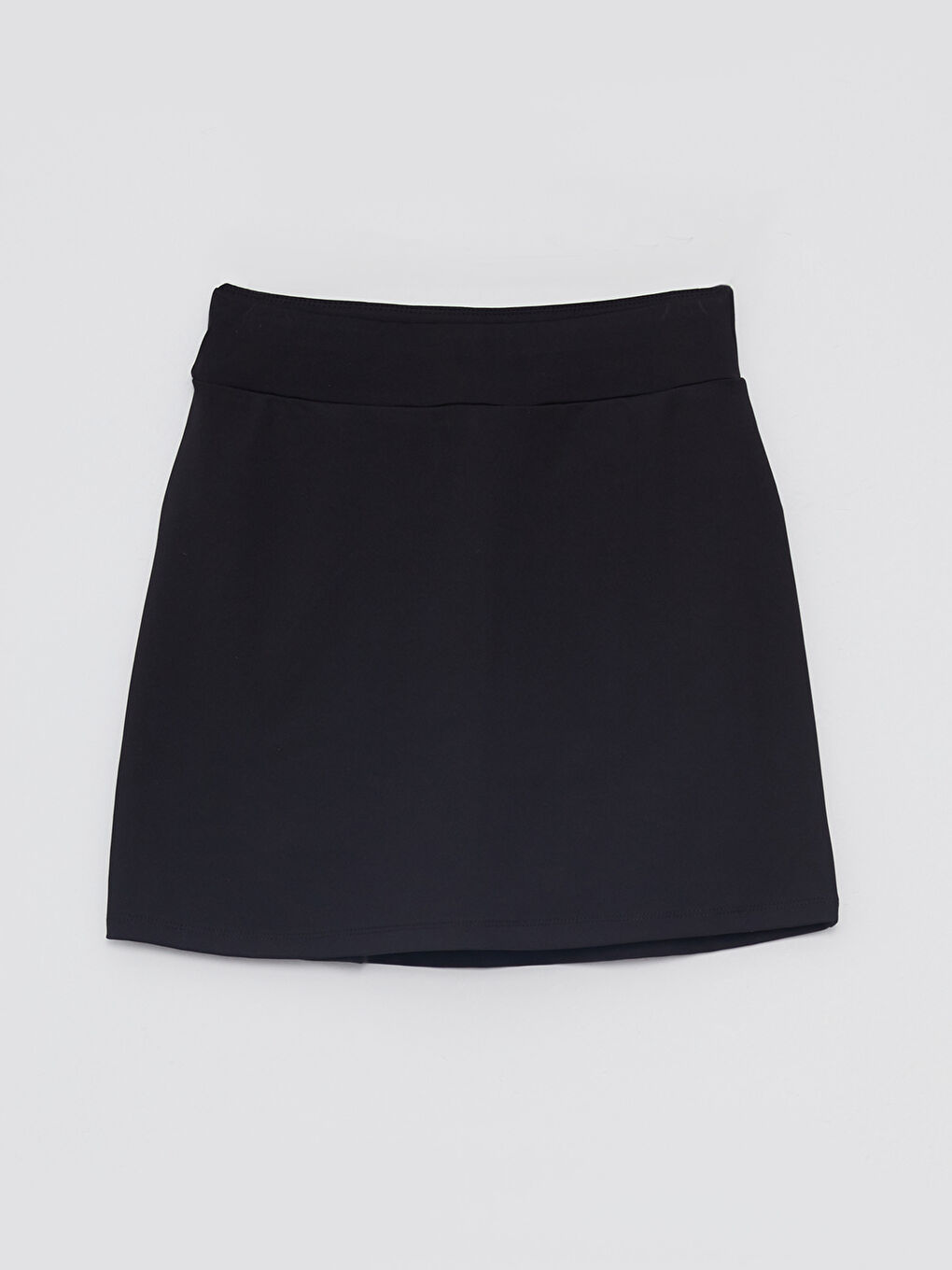 Siyah Kadın Beli Lastikli Düz Şort Etek-4