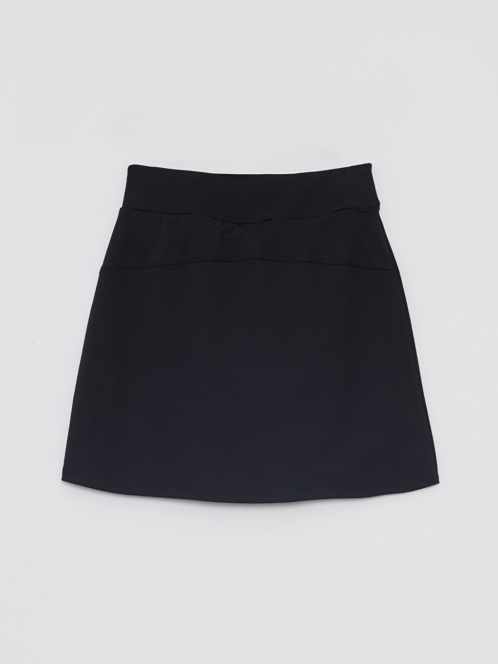 Siyah Kadın Beli Lastikli Düz Şort Etek-5