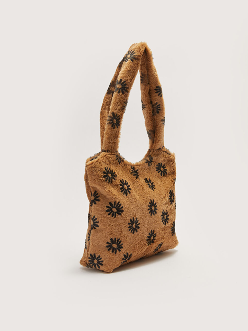 Kahverengi Desenli Kadın Kürk Omuz Çantası-4