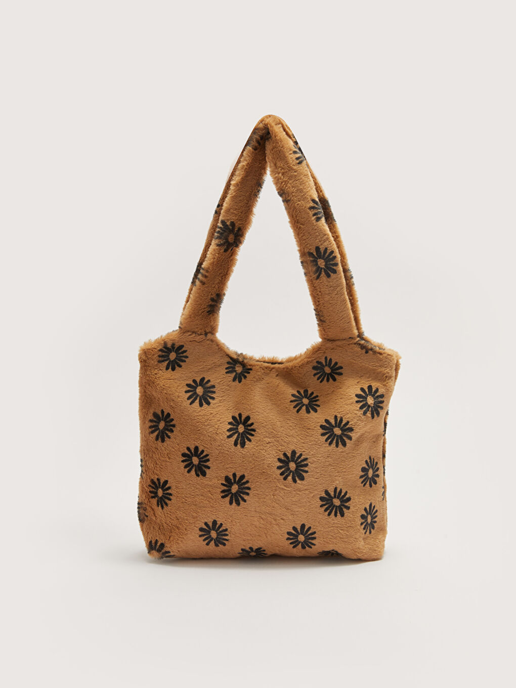 Kahverengi Desenli Kadın Kürk Omuz Çantası-5