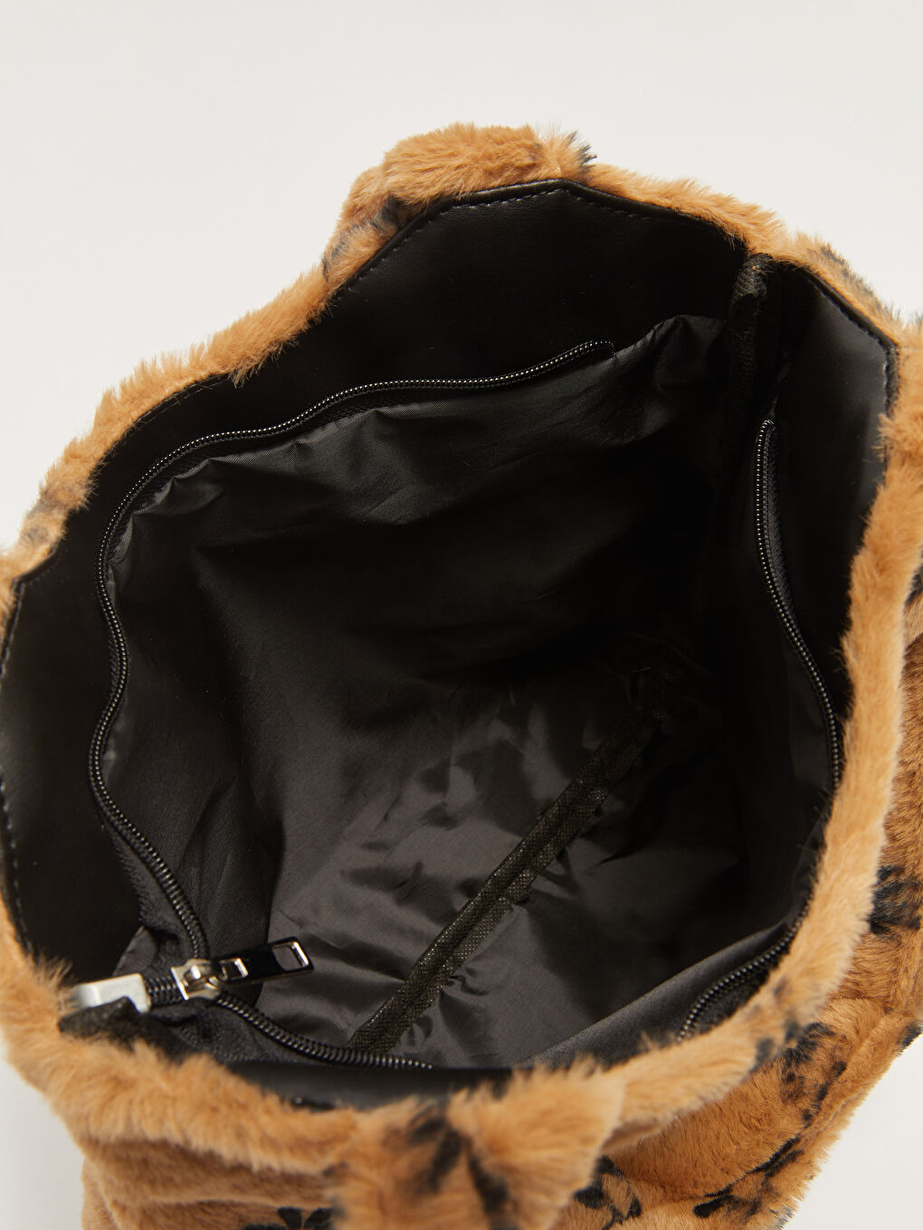 Kahverengi Desenli Kadın Kürk Omuz Çantası-6