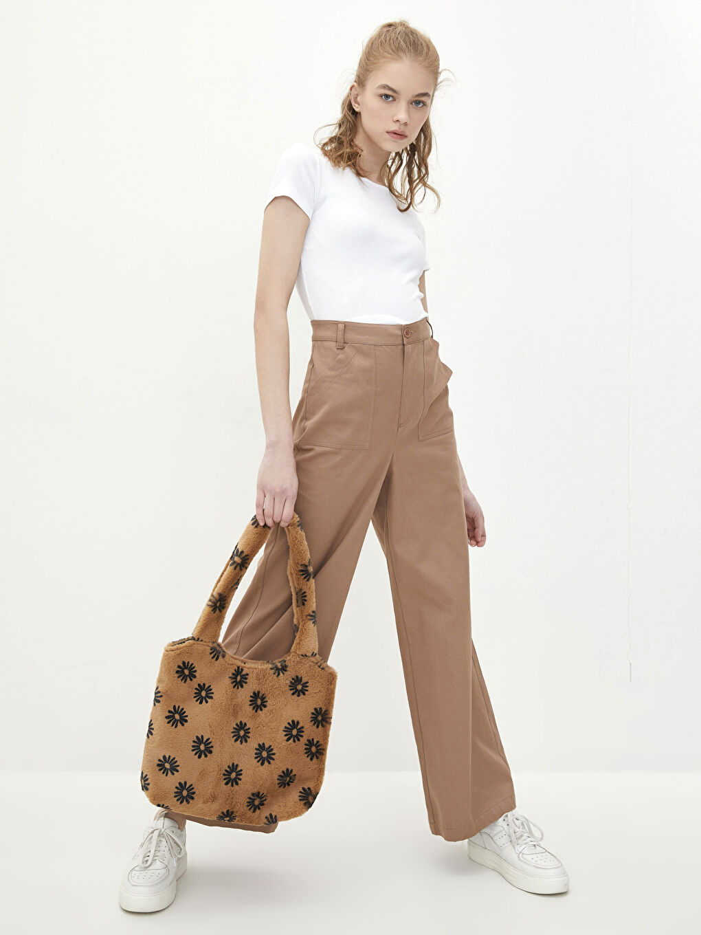 Kahverengi Desenli Kadın Kürk Omuz Çantası-2