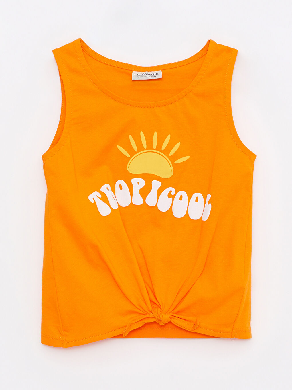 Майка для девочки с круглым вырезом из хлопка с принтом