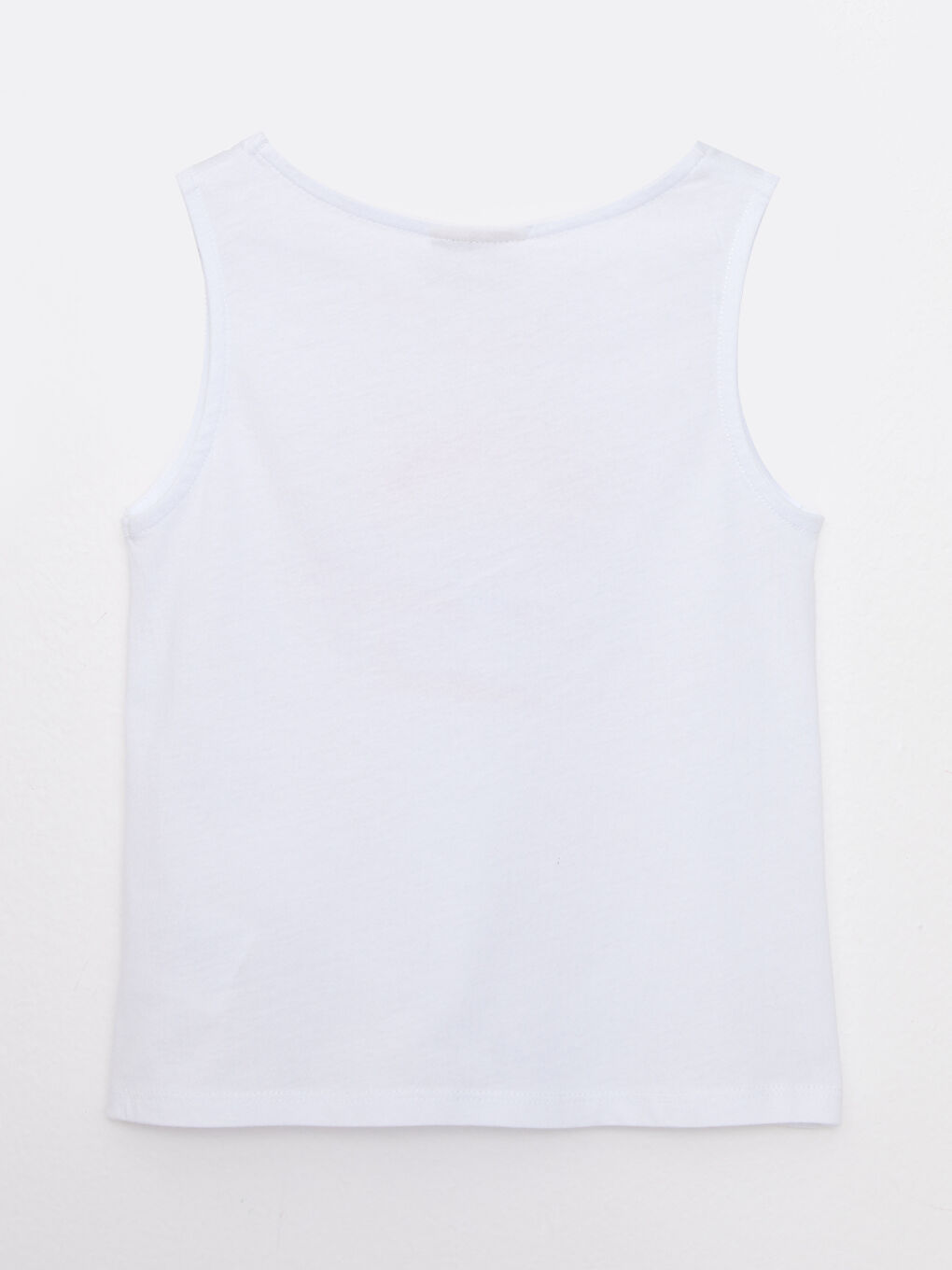 Beyaz Bisiklet Yaka Baskılı Pamuklu Kız Çocuk Atlet-1