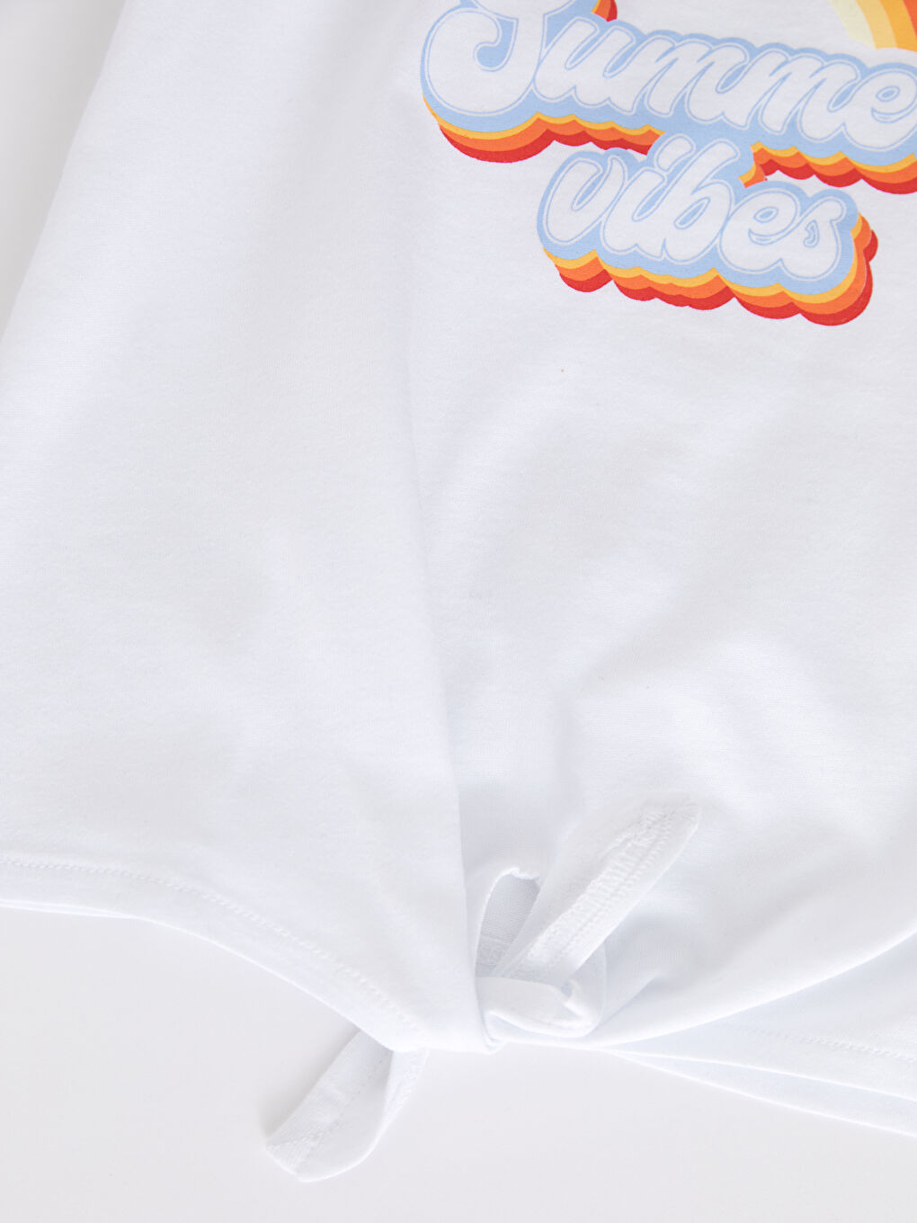 Beyaz Bisiklet Yaka Baskılı Pamuklu Kız Çocuk Atlet-2