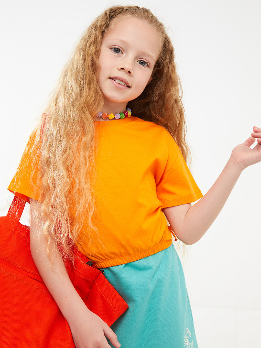 Crew Neck Basic Short Sleeve Girls' T-Shirt -S2I126Z4-KY0