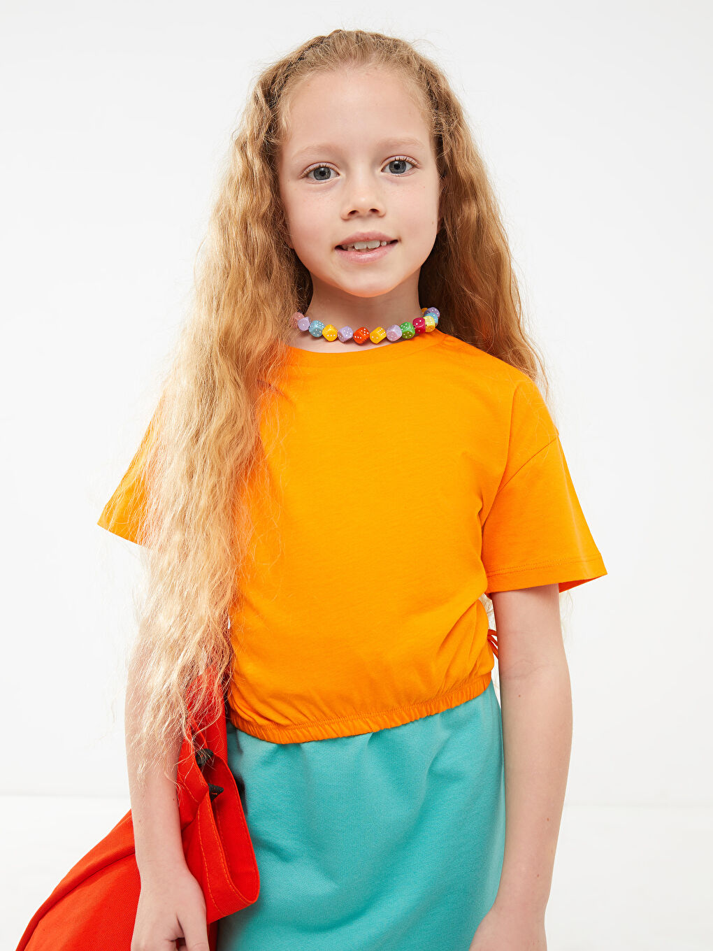 Crew Neck Basic Short Sleeve Girls' T-Shirt -S2I126Z4-KY0