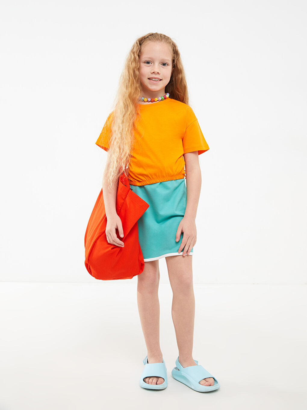 Crew Neck Basic Short Sleeve Girls' T-Shirt -S2I126Z4-KY0