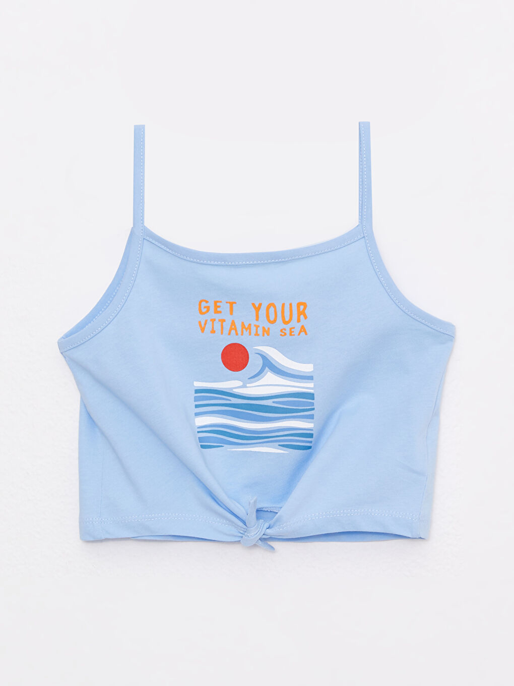 Square Collar Printed Strap Cotton Girls' Singlet