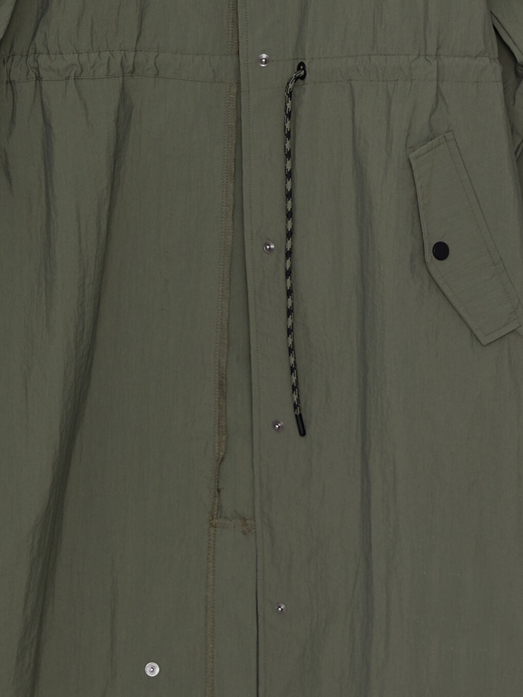 Haki Kapüşonlu Düz Uzun Kollu Kadın Mont ve Çanta-9