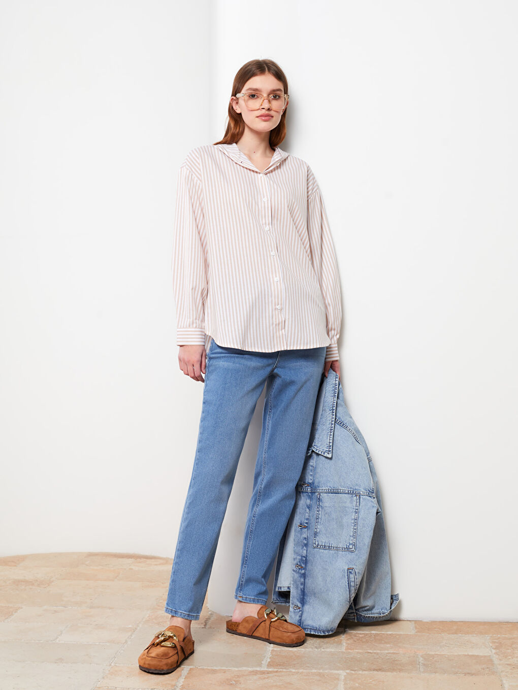 Hooded Striped Long Sleeve Oversize Women's Tunic