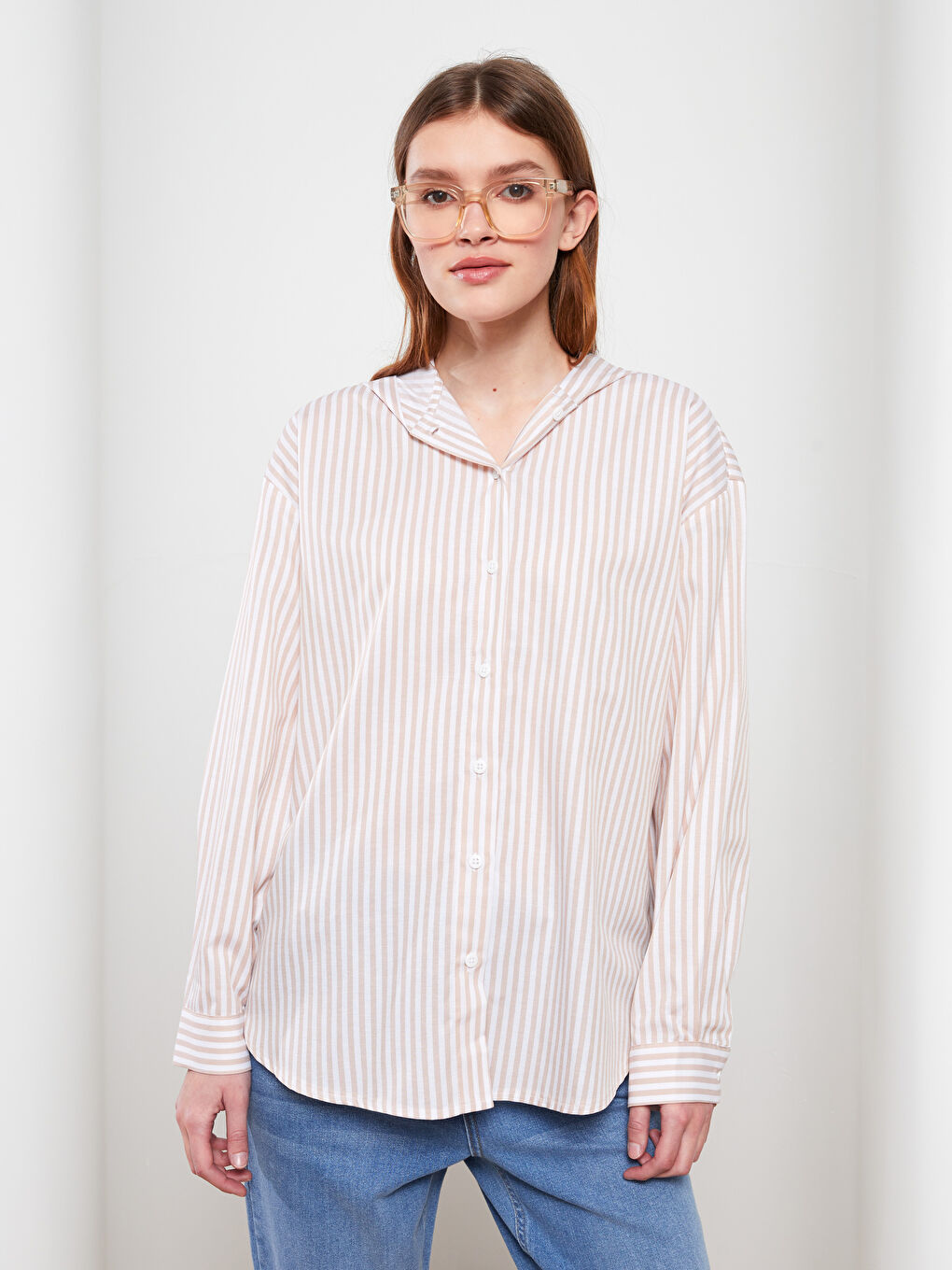 Hooded Striped Long Sleeve Oversize Women's Tunic-1