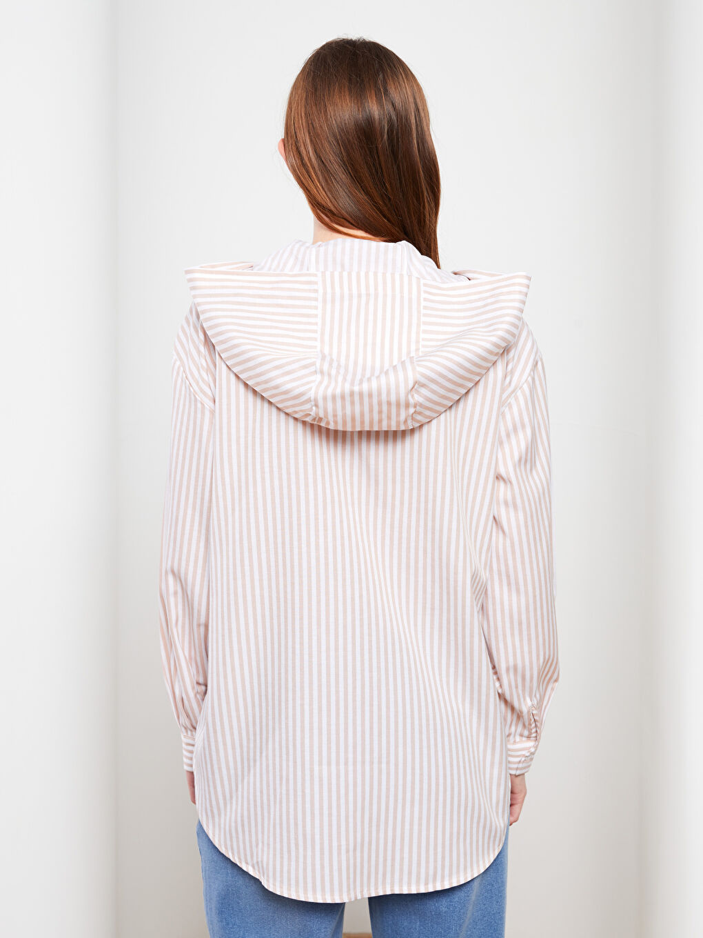 Hooded Striped Long Sleeve Oversize Women's Tunic-3