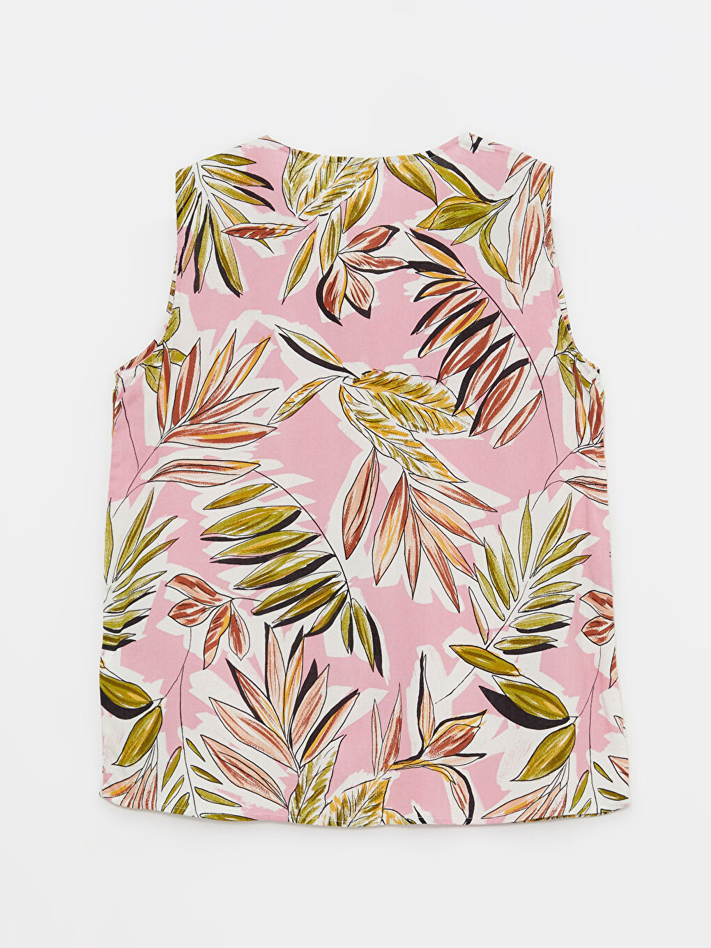 V-Neck Patterned Sleeveless Viscose Women's Blouse-5