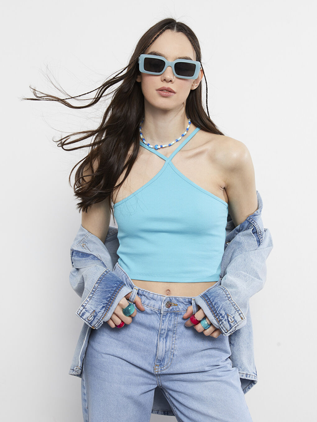 نساء حمالة العنق مستقيم بلا كم كروب-3