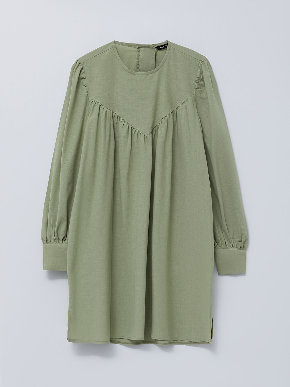 Crew Neck Straight Long Sleeve Oversize Poplin Women's Tunic-4