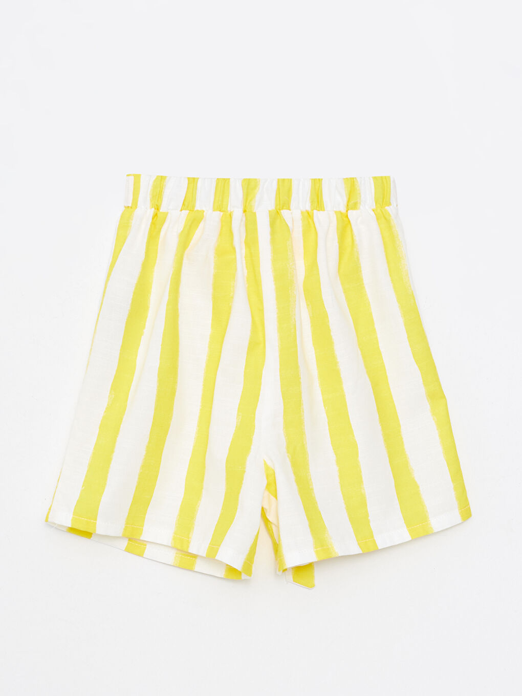 شورت بنات بخصر مطاطي مخطط بوبلين-1