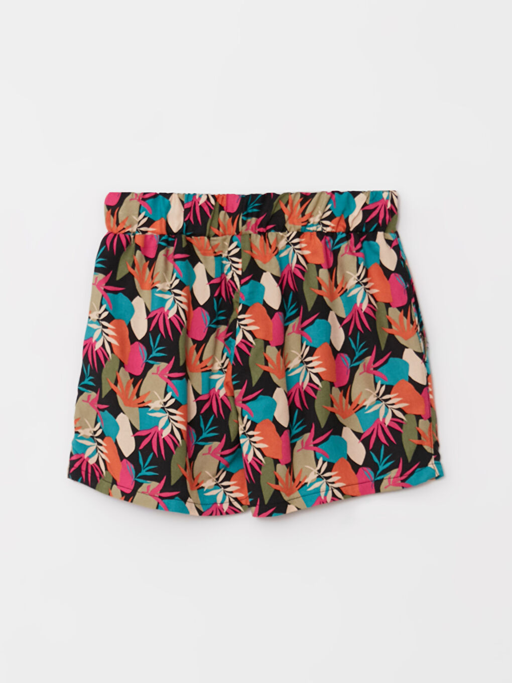 Shorts Fille en Viscose à Taille Élastique et Motif-1