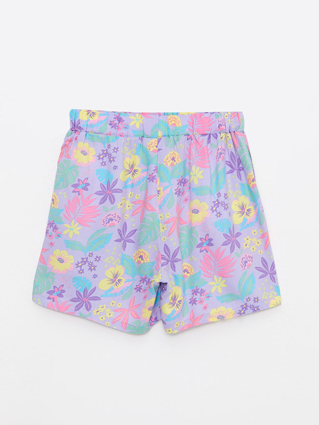 Elastic Waist Patterned Viscose Girl Shorts-1