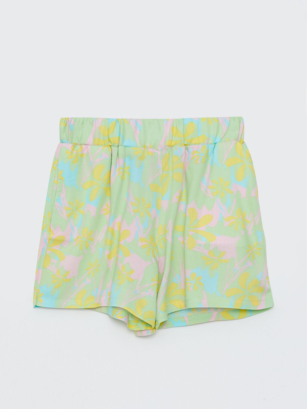 Elastic Waist Patterned Viscose Girl Shorts