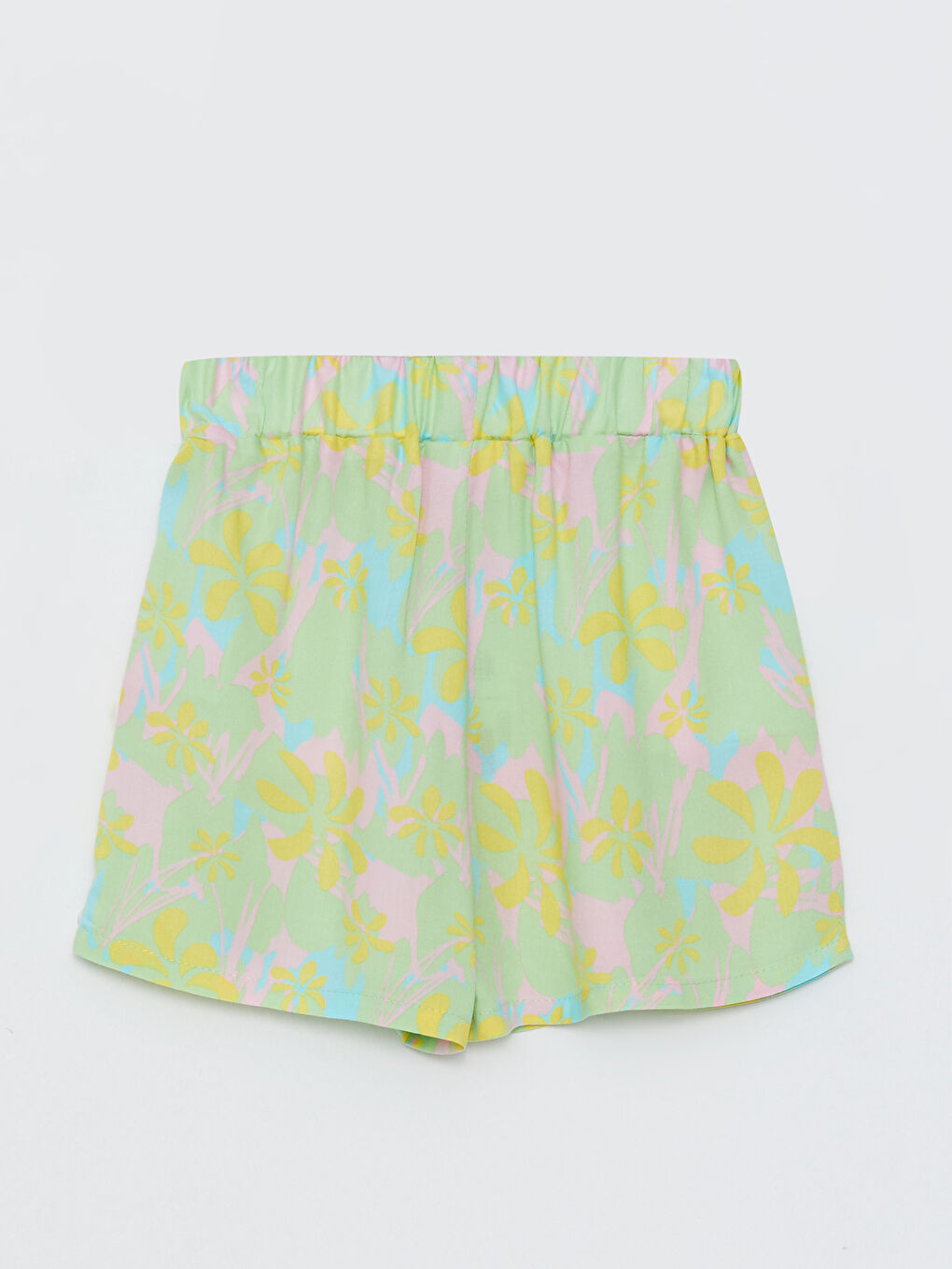 Elastic Waist Patterned Viscose Girl Shorts-1