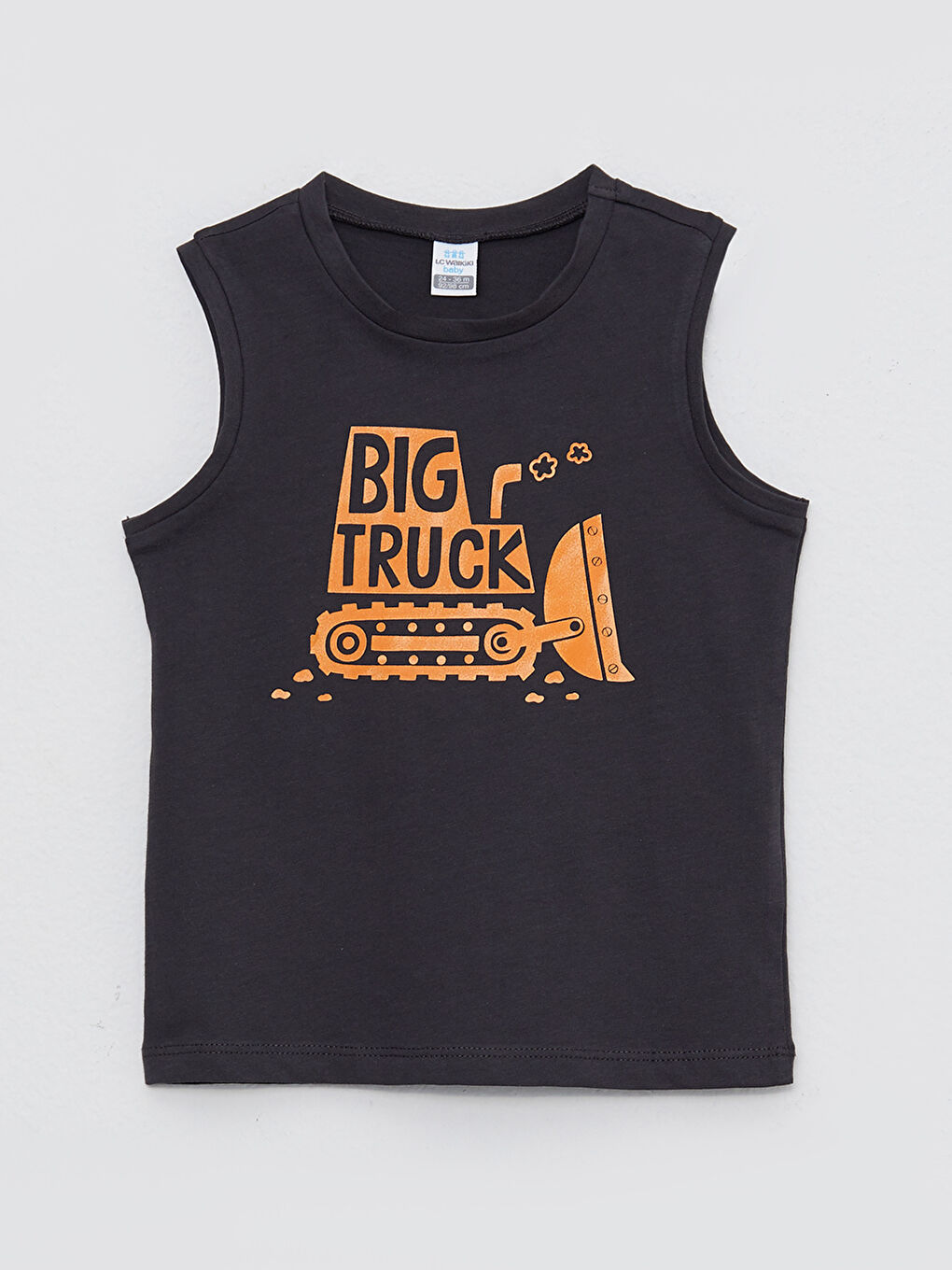 Antrasit Bisiklet Yaka Baskılı Pamuklu Erkek Bebek Atlet 2'li-1