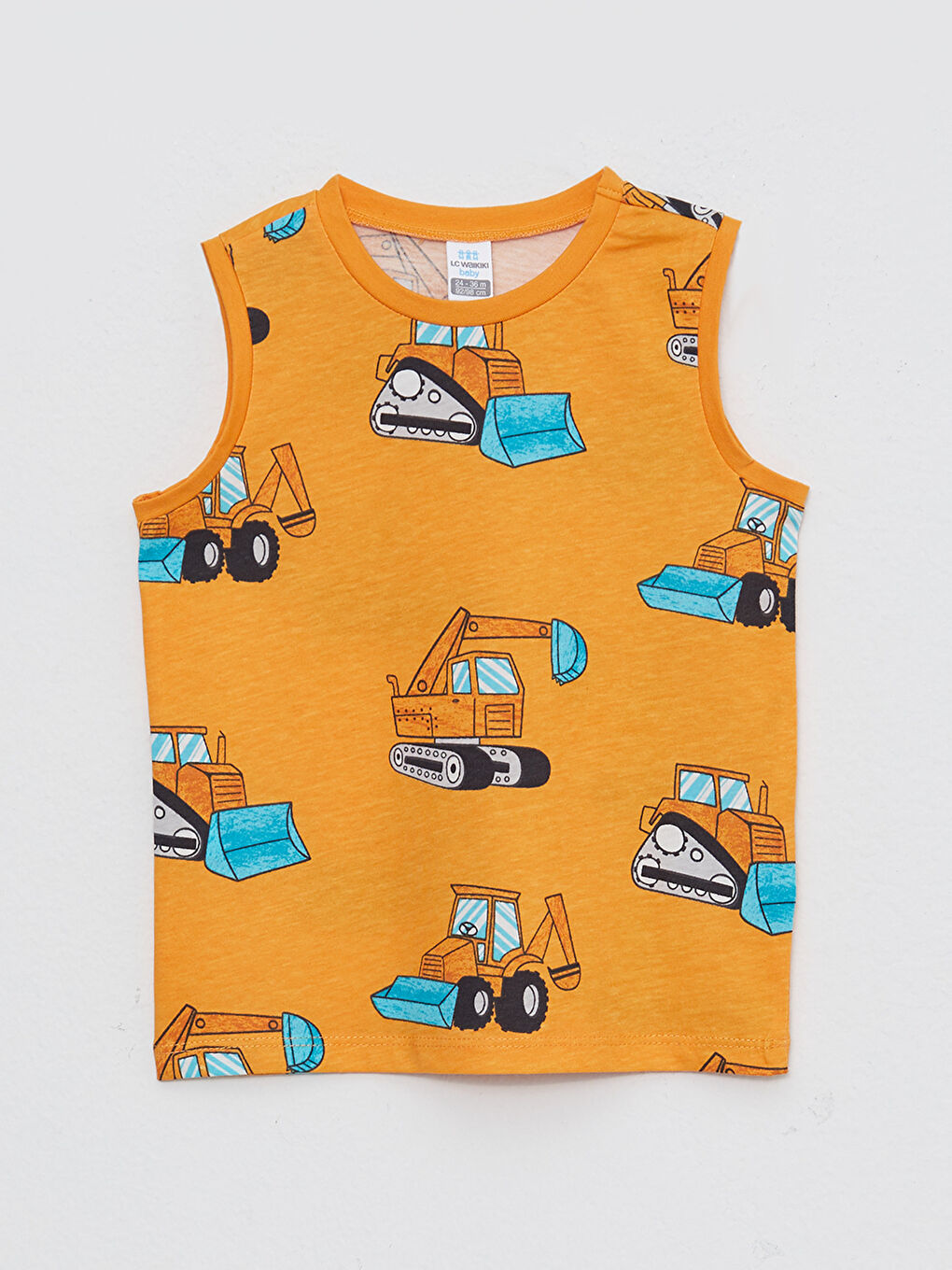 Antrasit Bisiklet Yaka Baskılı Pamuklu Erkek Bebek Atlet 2'li-2