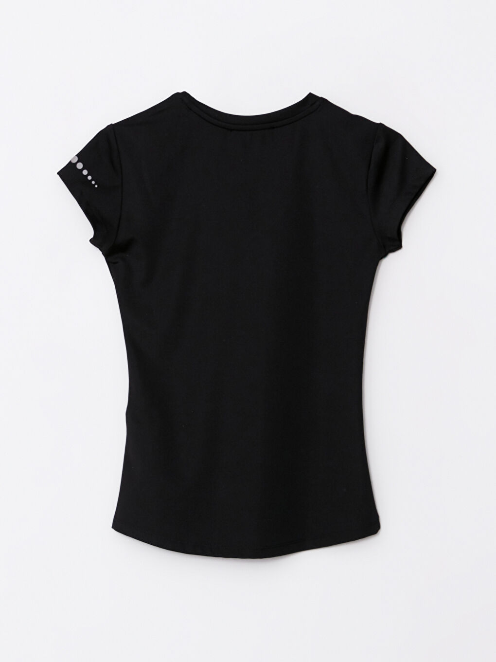 Siyah V Yaka Baskılı Kısa Kollu Kadın Tişört-6