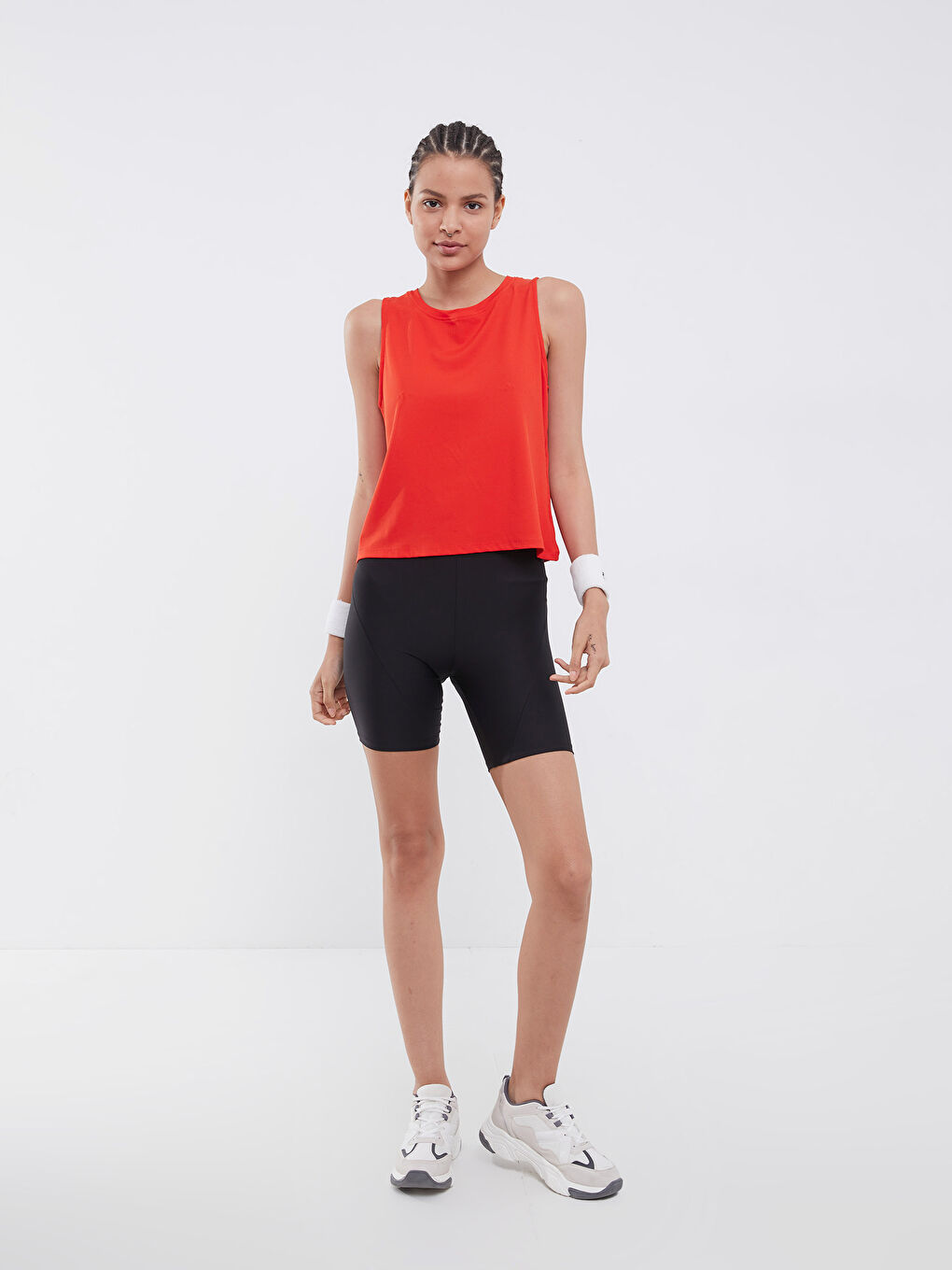 Women's Elastic Waist Plain Sports Shorts Leggings