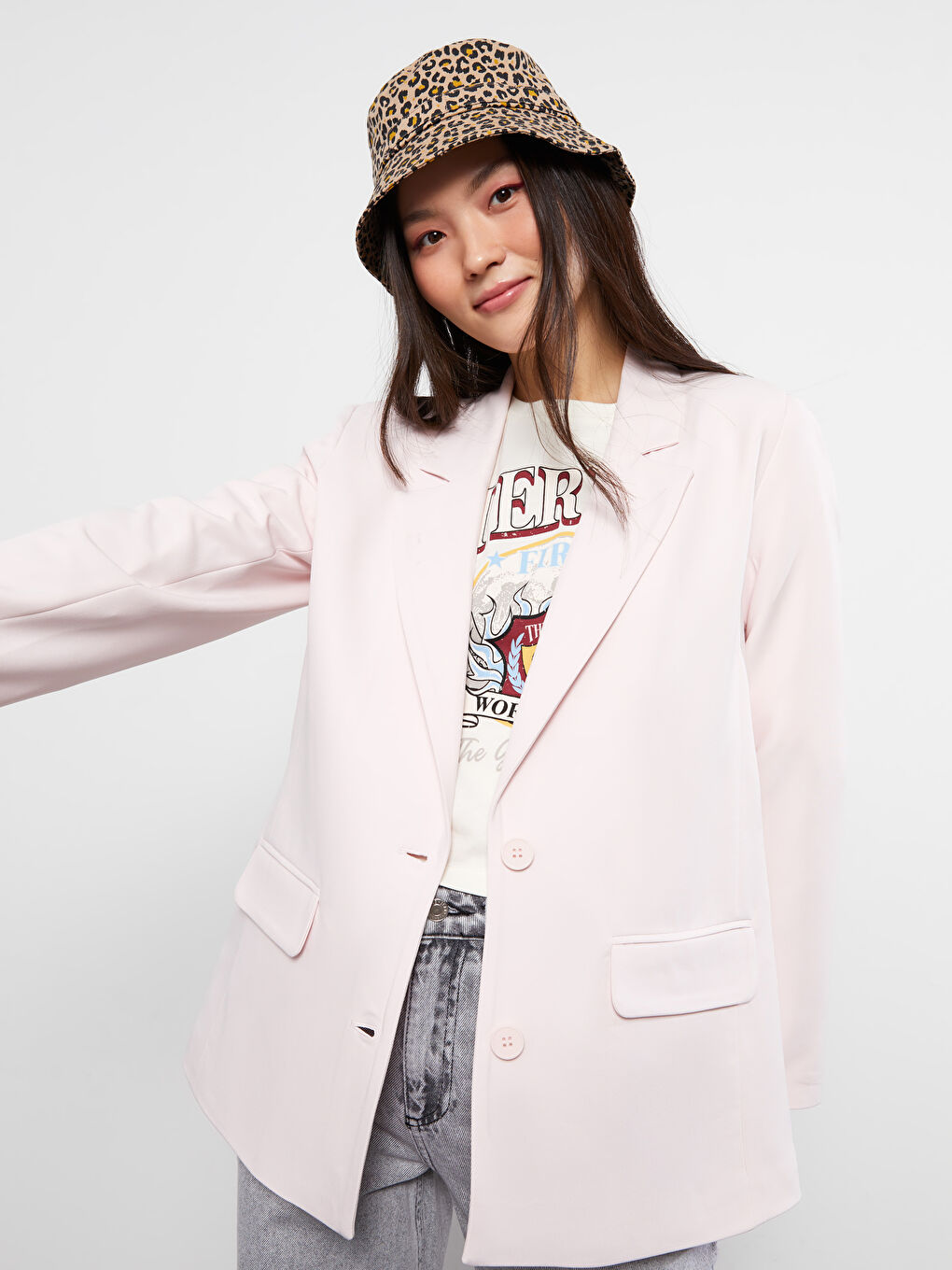 LCW Vision Veste Blazer à Boutons Manches Longues Régulier pour Femmes -S2I268Z8-JH3