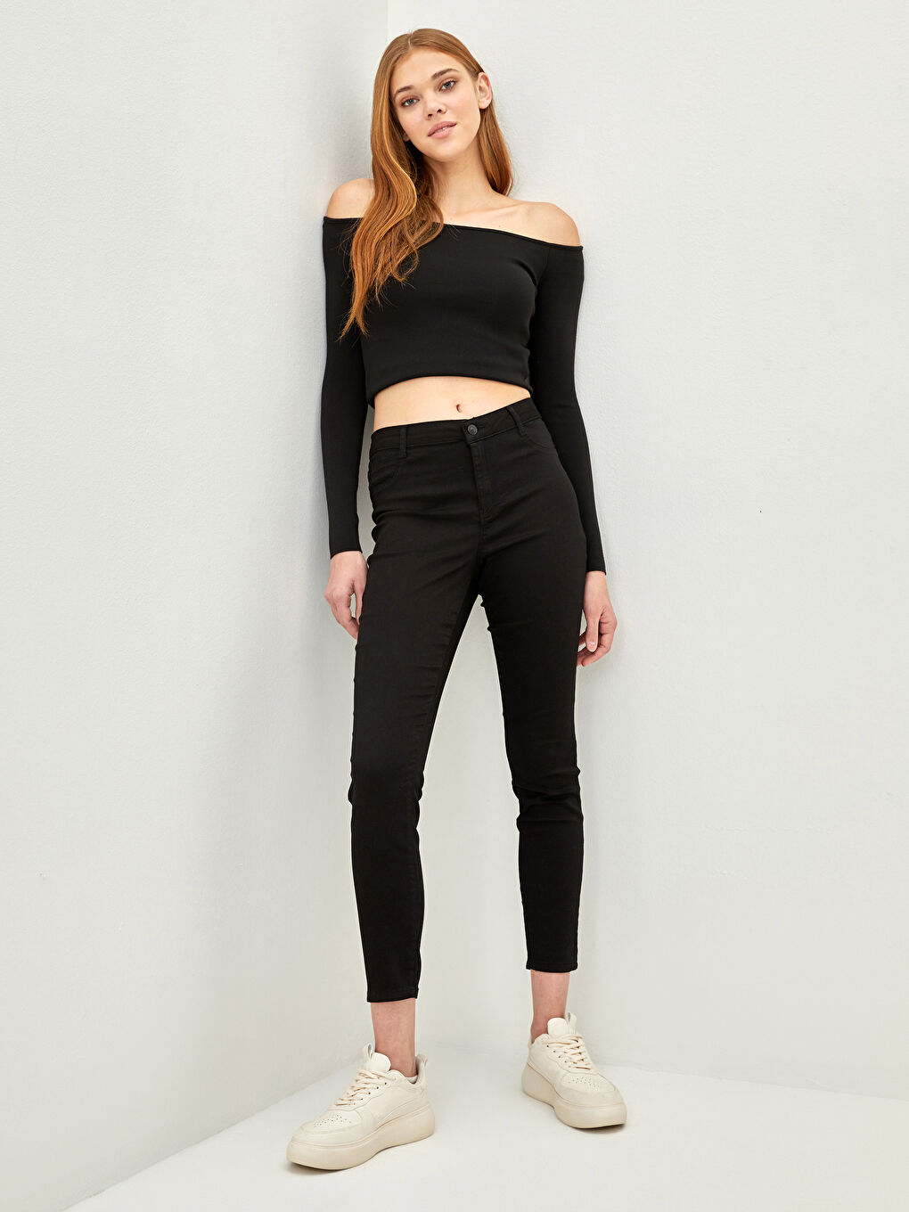 Siyah Yüksek Bel Jüpiter Süper Skinny Fit Kadın Jean Pantolon