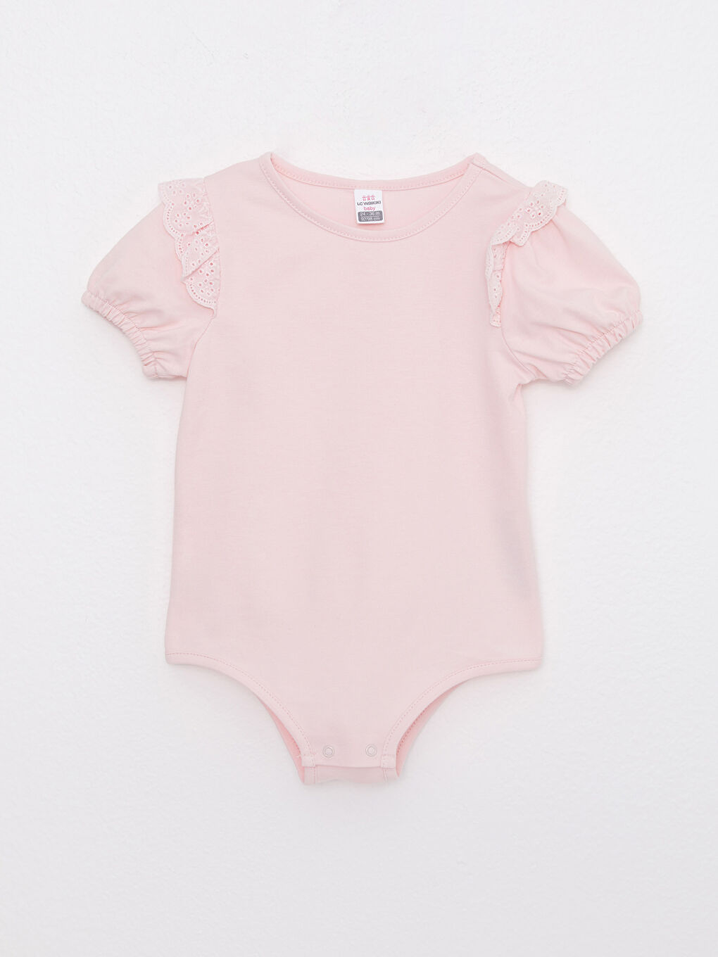 Crew Neck Short Sleeve Cotton Baby Girl Snap Bodysuit